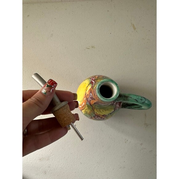 Grazia Positano Hand Painted Handmade Olive Oil Ceramic Pottery Bottle 16cm 6" - Picture 5 of 5